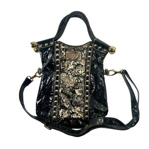 Ed Hardy Don Ed Hardy Black Gold Studded Hobo Shoulder Bag Crossbody Y2K